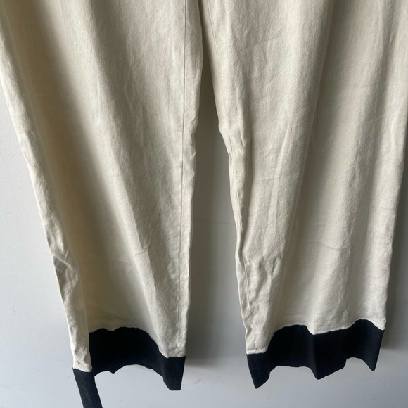 Anthropologie Leifsdottir Pant Womens 4 Cream Black Lace Wide Leg Coastal Sailor - Picture 3 of 9